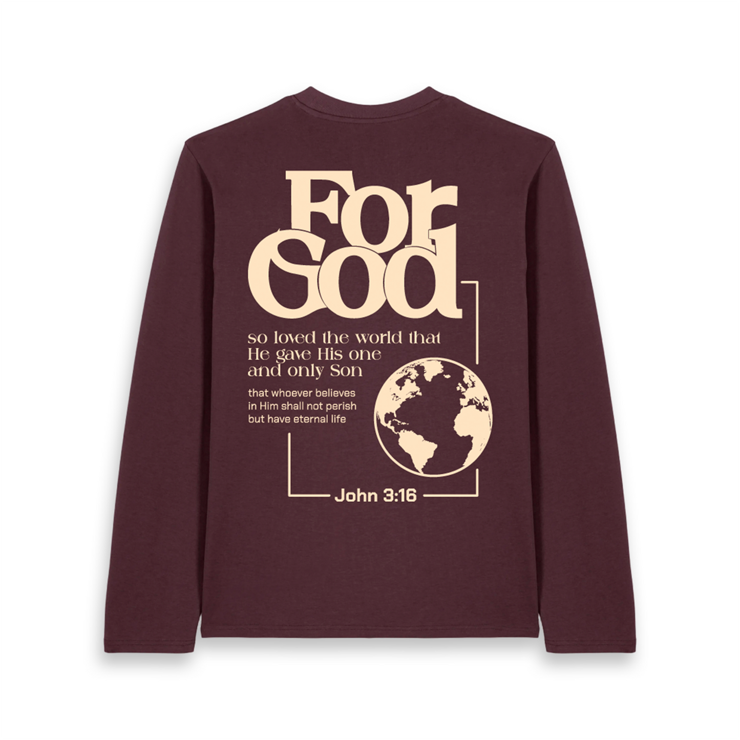 COMBIDEALš¤ The unisex long sleeves Tee; For God - John 3:16 (White x Purple)( White x Black)(Red Brown x Cream)(Navy Blue x White)